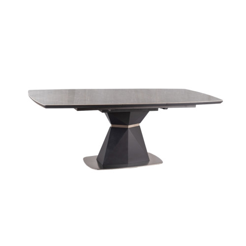 Extendable dining table CORTEZ CERAMIC mdf and ceramics with gray marble effect and frame mdf and forged metal anthracite 160(210)x90x76cm DIOMMI CORTEZCSZAT160