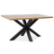 Dining table CROSS natural veneer top in oak color and black metal frame 150x90x80cm DIOMMI CROSS150