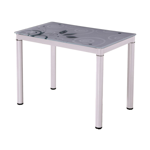 DAMAR kitchen table with tempered glass top and chrome metal frame 100x60x75cm DIOMMI DAMARB