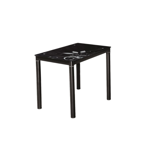 Kitchen table Damar with black tempered glass top and chrome metal frame 100x60x75cm DIOMMI DAMARC