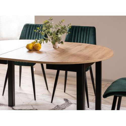 Extendable kitchen table DANTE top color and frame of laminated board color craft oak and black mat 142(102) 102x75cm DIOMMI DANTEDACMFI102