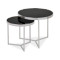 Set of coffee tables DELIA II glass and metal 60x52/45x45cm black and chrome DIOMMI DELIAIICCH