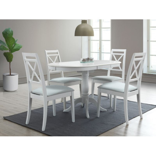 Extending kitchen table DELLO MDF top and solid wooden frame in white 100(129)x70x75cm DIOMMI DELLOB100