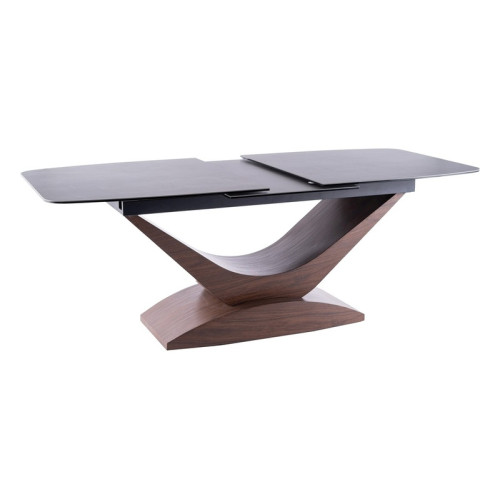 Extendable dining table DOLCE CERAMIC glass Italian ceramics and MDF 180(240)x95x76cm gray and walnut DIOMMI DOLCESZOR180