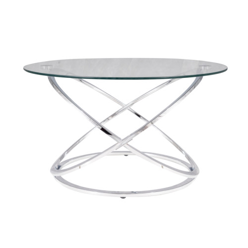 Coffee table EOS B tempered glass and metal 80x80x46cm chrome DIOMMI EOSBTCH