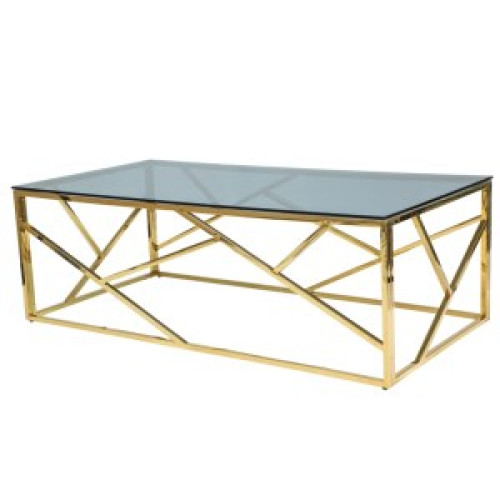 Coffee table ESCADA A top of smoked tempered glass and gold metal frame 120x60x40cm DIOMMI ESCADAAZLC