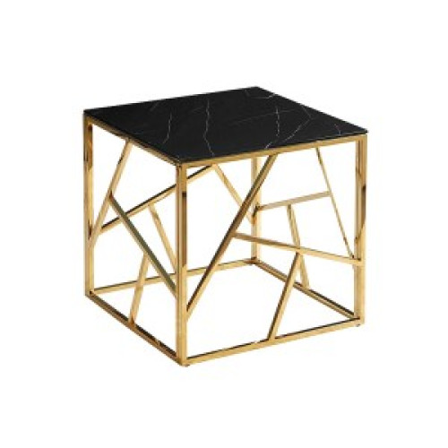 Coffee table ESCADA B II black tempered glass top and gold metal frame 55x55cm DIOMMI ESCADABCZMAZL