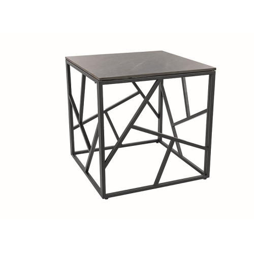 Coffee table ESCADA B III ceramic top in black and black metal frame 55x55cm DIOMMI ESCADABIIISZC