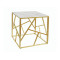 Coffee table ESCADA B II white tempered glass top with marble effect and gold metal frame 55x55x55cm DIOMMI ESCADABMAZL