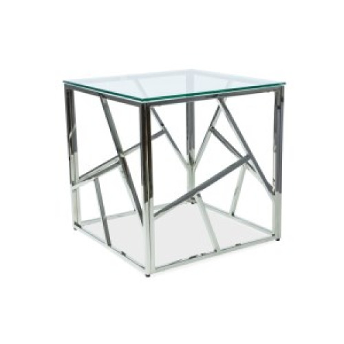 Coffe table ESCADA B with transparent tempered glass top and chrome metal frame 55x55x55cm DIOMMI ESCADABS