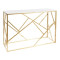 Coffee table ESCADA C II white tempered glass top with marble effect and gold metal frame 120x40x78cm DIOMMI ESCADACMAZL
