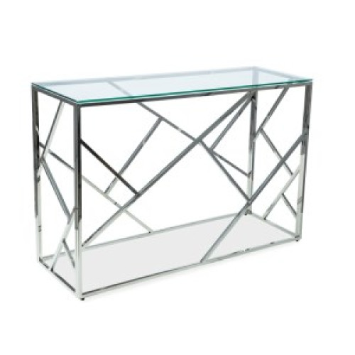 Coffee table ESCADA C transparent tempered glass top with chrome metal frame 120x40x78cm DIOMMI120X40 DIOMMI ESCADACS