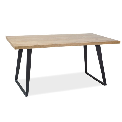 Dining table FALCON laminated oak top and black metal frame150x90x77cm DIOMMI FALCONLDC150