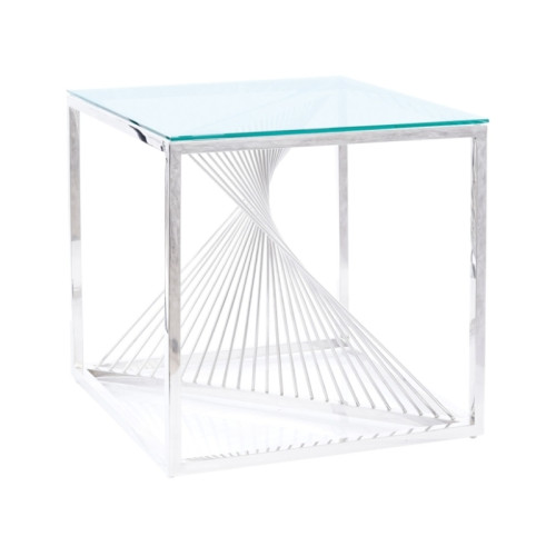 Coffee table FLAME B tempered glass and steel 55x55x55 silver DIOMMI FLAMEBTS