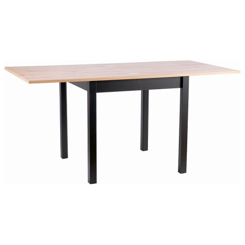 Extendable dining table FLIP with a top and a frame of laminated board in oak and black color 80(160)x80x78cm DIOMMI FLIPDAC80