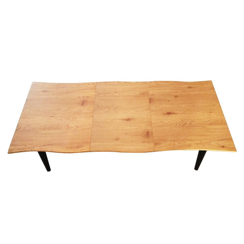 Dining table FRESNO MDF top and veneer in oak color and black matte metal frame 150(210)x90x76cm FRESNODAC150