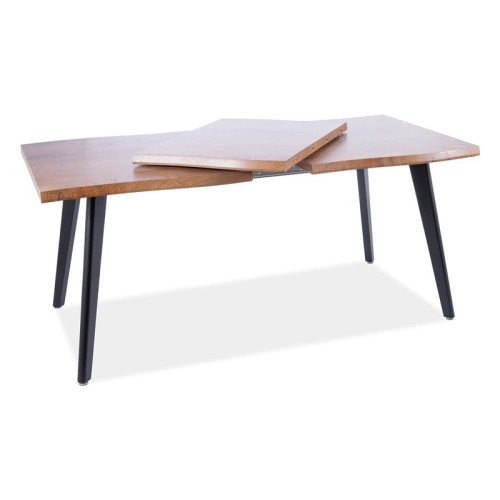 Dining table FRESNO MDF top and oak veneer and black matte metal frame 120(180)x80x76cm DIOMMI FRESNODC120