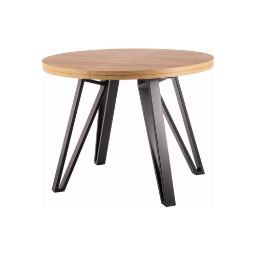 Round extendable table GALAXY made of laminated board and metal 100(168)x100x76cm oak and black DIOMMI GALAXYDACFI100