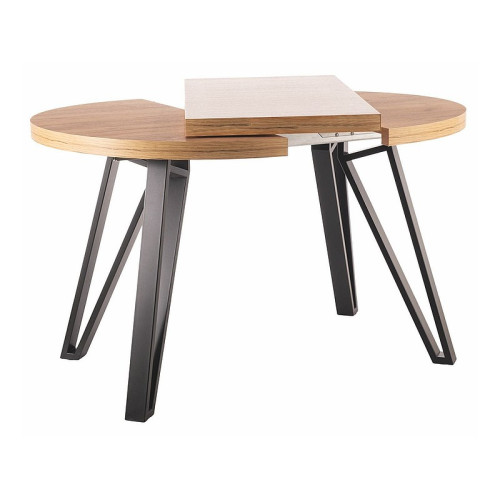Round extendable table GALAXY made of laminated board and metal 100(168)x100x76cm oak and black DIOMMI GALAXYDACFI100
