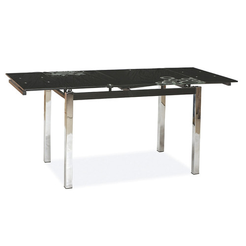 Extendable dining table GD-017 table top made of black tempered glass and chrome metal frame 110(170)x74x75cm DIOMMI GD017