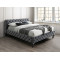 HERRERA VELVET upholstered bed with gray fabric damask. 160x200 DIOMMI HERRERAV160SZW