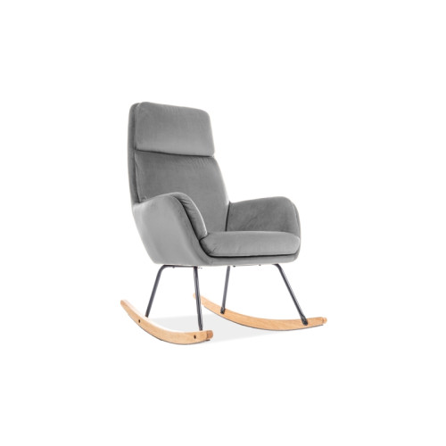 Rocking chair armchair in gray velvet and black 70x49x106 DIOMMI HOOVERVSZ
