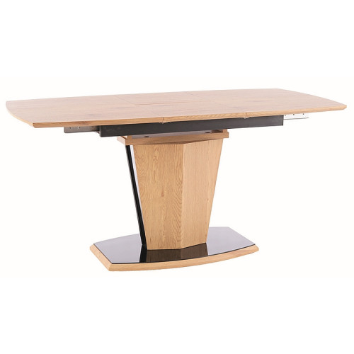 Dining table HOUSTON mdf veneer and tempered glass 120(160)x80x76cm oak and black lacquer DIOMMI HOUSTONDD120