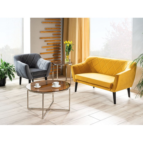 Two-seater sofa Karo2 140x75x76 velvet color curry bluvel 68 DIOMMI KARO2V68W