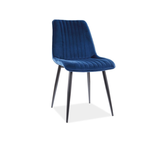 Upholstered chair KIM blue velvet and black mat 47x42x88 DIOMMI KIMVCGR