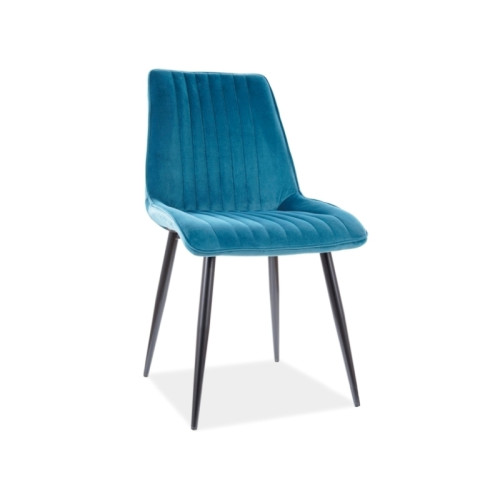 Upholstered chair KIM velvet turquoise and black mat 47x42x88 DIOMMI KIMVCTU