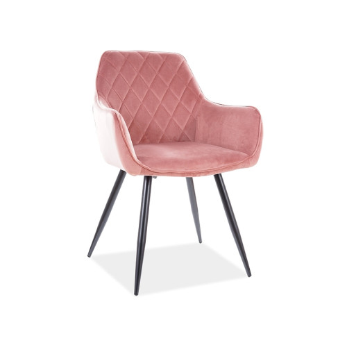 Upholstered chair Linea antique pink velvet and black 59x43x82 DIOMMI LINEAVCRA