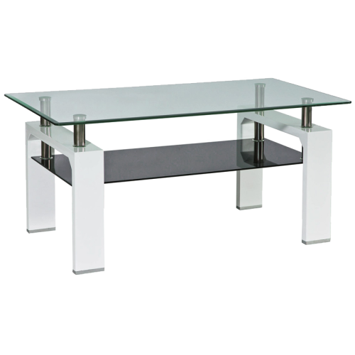 Living room table LISA II 110x60x55 tempered glass/white lacquer with MDF base DIOMMI LISA2BHΤ