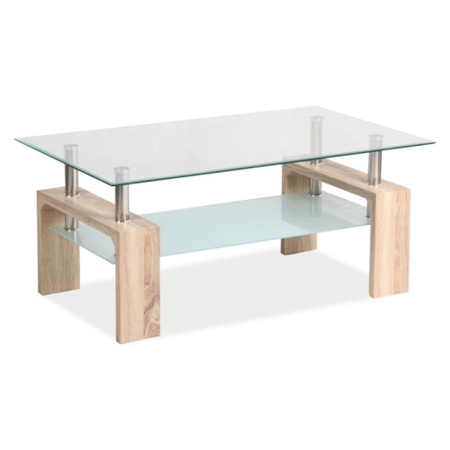 Coffee table LISA BASIC II with tempered glass top and MDF base 100x60x55 DIOMMI LISABASIC2TDS