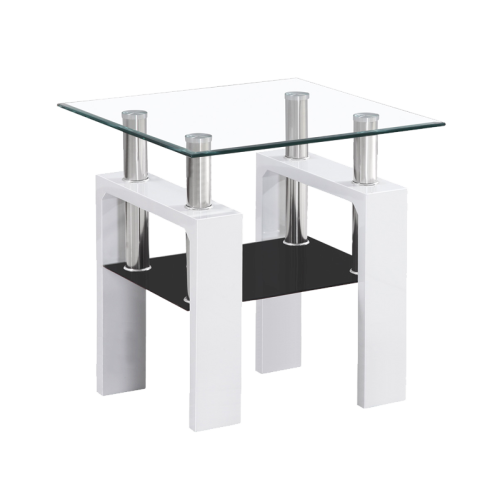 Coffee table LISA D tempered glass, MDF 60x60x55 white lacquer DIOMMI LISADVH1