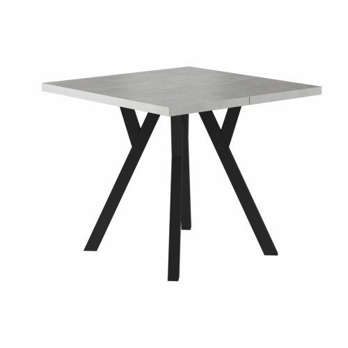 Extendable dining table MERLIN with white matt laminated chipboard top and black metal frame 76x90x90-240 DIOMMI MERLINBTC90