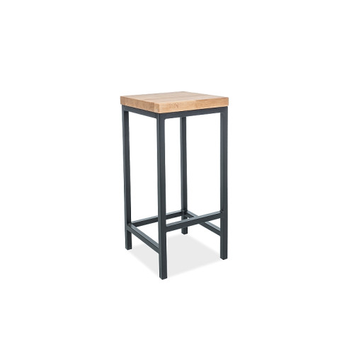 Wooden bar stool Metro H1 35x35x75 black metal frame/solid oak DIOMMI METROH1LDC