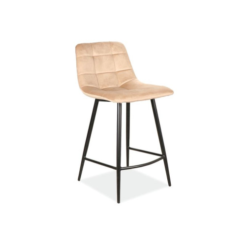 High upholstered bar stool MIla-H 43x40x87 black metal frame/beige velvet bluvel 28 DIOMMI MILAH2VCBE