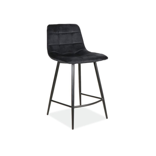 High upholstered bar stool MIla-H 43x40x87 black metal frame/black velvet bluvel 19 DIOMMI MILAH2VCC