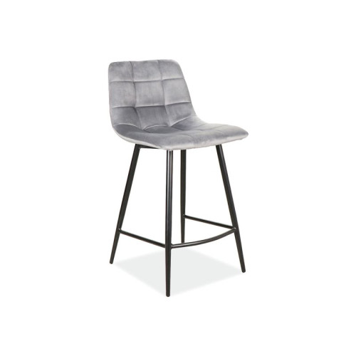 High upholstered bar stool MIla-H 43x40x87 black metal frame/gray velvet bluvel 14 DIOMMI MILAH2VCSZ