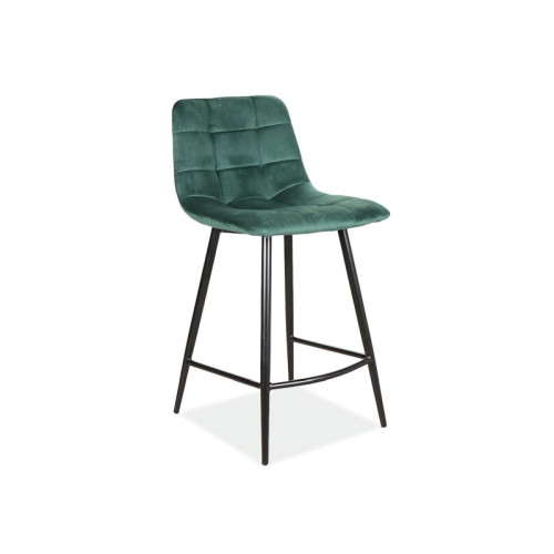 High upholstered bar stool MIla-H 43x40x87 black metal frame/green velvet bluevel 78 DIOMMI MILAH2VCZ