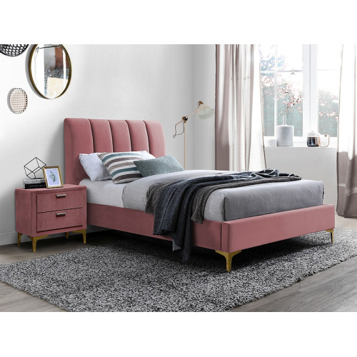 Upholstered bed Mirage  90x200 with Velvet Color Rose DIOMMI MIRAGEV90AR