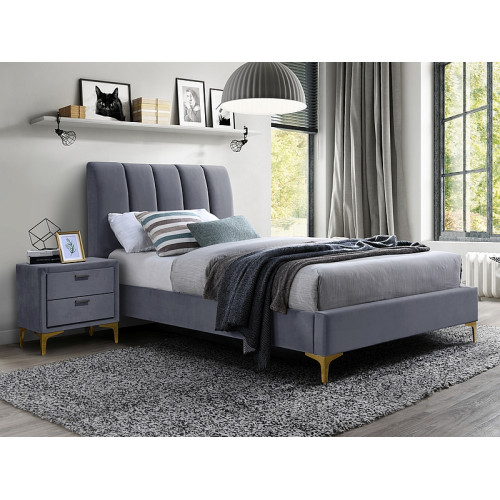 Upholstered bed Mirage  90x200 with Velvet Color Gray DIOMMI MIRAGEV90SZ