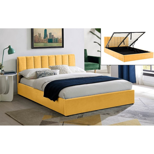  Upholstered Bed Montreal 140x200 with Velvet Color Curry MONTREALV140CU