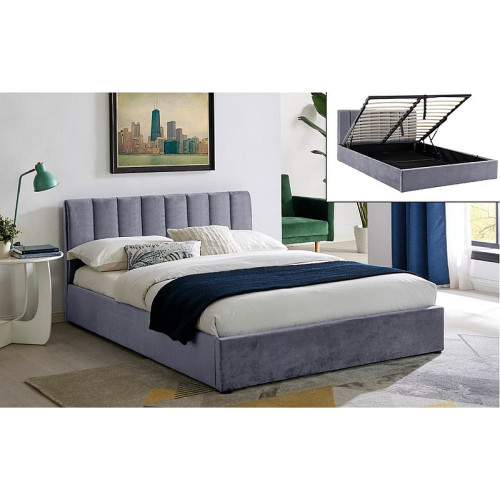 Upholstered Bed Montreal 140x200 with Velvet Color Gray DIOMMI MONTREALV140SZ