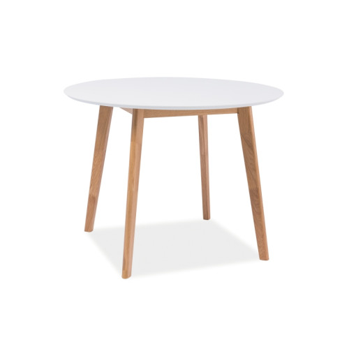 Kitchen table MOSSO II natural veneer, rubber wood, white, oak FI 100 DIOMMI MOSSOIIBD100