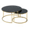 Set of two coffee tables MUSE of tempered glass and stainless steel 80x45x80 60x40x60 black and gold DIOMMI MUSECZMAZL