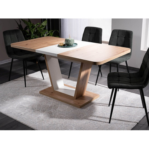 Extendable dining table NIGEL laminated boards 120(160)x80x76cm oak, white matt DIOMMI NIGELDABM120D