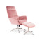 Armchair with stool NIXON antique pink velvet and matt steel 68x50x110 DIOMMI NIXONVRA