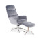 Armchair with stool NIXON gray velvet and matt steel 68x50x110 DIOMMI NIXONVSZ