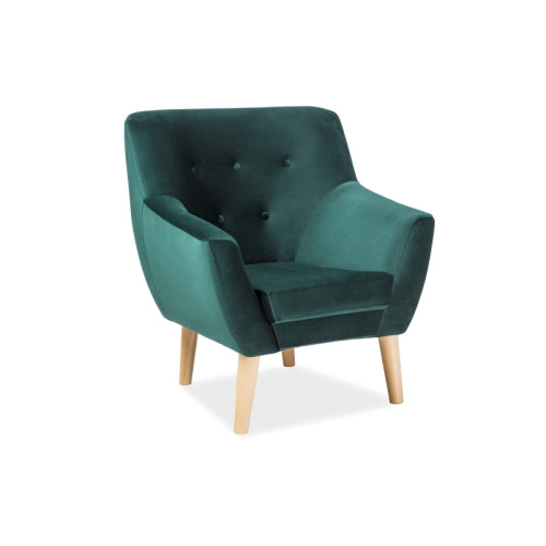 Armchair Nordic1 green velvet and beech 76x75x90 DIOMMI NORDIC1V78
